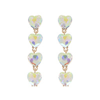 4-TIER CRYSTAL RHINESTONE HEART SHAPED EARRINGS